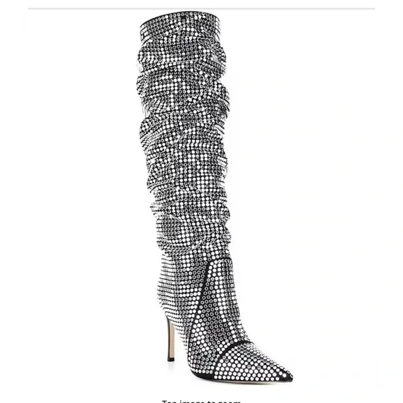 Michael Kors Dawn Silver studded Heeled Boots 7 - Picture 3 of 14